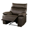 Ozy Manual Recliner Chair | Pillow Top Arms | Dark Brown Leather Match