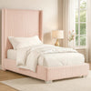 Wolo Full Size Bed | Pink Channel Tufted Fur Chenille Upholstery