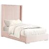 Wolo Full Size Bed | Pink Channel Tufted Fur Chenille Upholstery BM340968