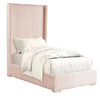 Wolo Twin Size Bed | Pink Channel Tufted Fur Chenille Upholstery