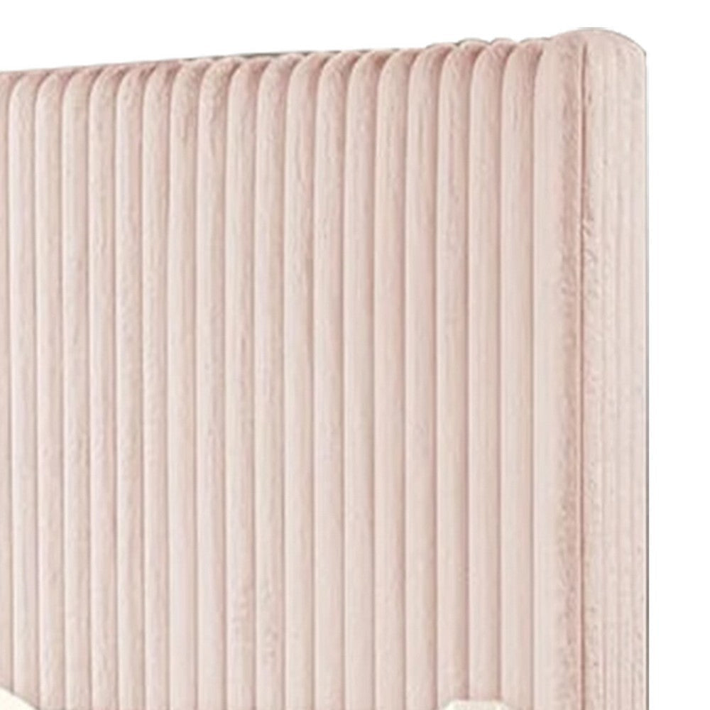 Wolo Twin Size Bed | Pink Channel Tufted Fur Chenille Upholstery BM340969