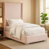 Wolo Twin Size Bed | Pink Channel Tufted Fur Chenille Upholstery