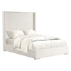 Wolo King Size Bed | White Channel Tufted Fur Chenille Upholstery