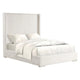 Wolo King Size Bed | White Channel Tufted Fur Chenille Upholstery