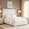Wolo King Size Bed | White Channel Tufted Fur Chenille Upholstery