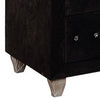 Rea Tall Dresser Chest | 5 Drawers w Crystal Knobs | Black Velvet Upholstery BM340971