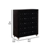 Rea Tall Dresser Chest | 5 Drawers w Crystal Knobs | Black Velvet Upholstery BM340971