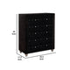 Rea Tall Dresser Chest | 5 Drawers w Crystal Knobs | Black Velvet Upholstery BM340971