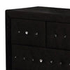 Rea Wide Dresser | 7 Drawers w Crystal Knobs | Black Velvet Upholstery BM340972