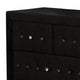 Rea Wide Dresser | 7 Drawers w Crystal Knobs | Black Velvet Upholstery BM340972