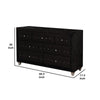 Rea Wide Dresser | 7 Drawers w Crystal Knobs | Black Velvet Upholstery BM340972