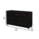 Rea Wide Dresser | 7 Drawers w Crystal Knobs | Black Velvet Upholstery BM340972