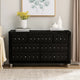 Rea Wide Dresser | 7 Drawers w Crystal Knobs | Black Velvet Upholstery BM340972