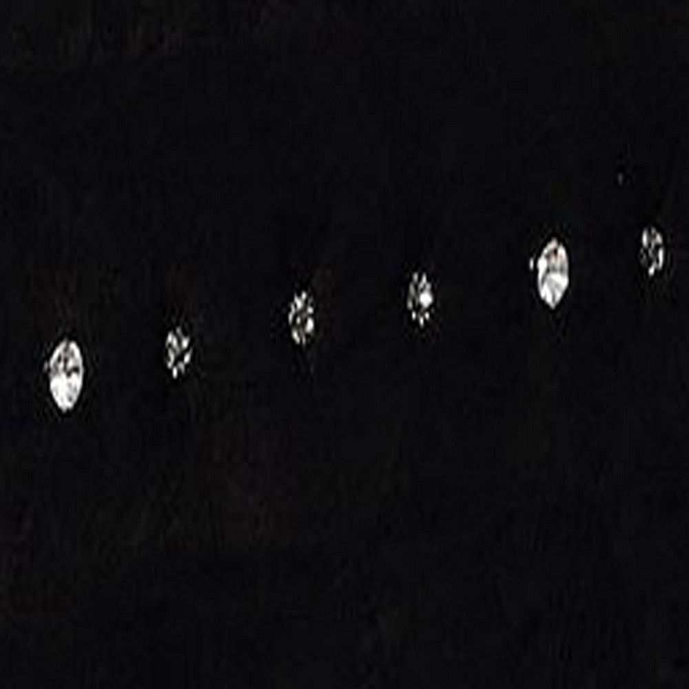 Rea Dresser Vanity Mirror | Crystal Tufted Black Velvet Upholstered Arched Frame BM340973