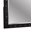 Rea Dresser Vanity Mirror | Crystal Tufted Black Velvet Upholstered Arched Frame BM340973