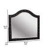 Rea Dresser Vanity Mirror | Crystal Tufted Black Velvet Upholstered Arched Frame BM340973