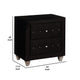 Rea Nightstand | 2 Drawers w Crystal Knobs | Black Velvet Upholstery BM340974