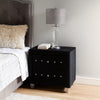 Rea Nightstand | 2 Drawers w Crystal Knobs | Black Velvet Upholstery BM340974
