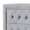 Rea Tall Dresser Chest | 5 Drawers w Crystal Knobs | Gray Velvet Upholstery BM340975