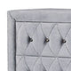 Rea Tall Dresser Chest | 5 Drawers w Crystal Knobs | Gray Velvet Upholstery BM340975