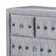 Rea Wide Dresser | 7 Drawers w Crystal Knobs | Gray Velvet Upholstery BM340976