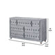 Rea Wide Dresser | 7 Drawers w Crystal Knobs | Gray Velvet Upholstery BM340976