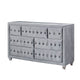 Rea Wide Dresser | 7 Drawers w Crystal Knobs | Gray Velvet Upholstery BM340976
