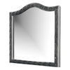 Rea Dresser Vanity Mirror | Crystal Tufted Gray Velvet Upholstery Arched Frame BM340977