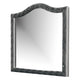 Rea Dresser Vanity Mirror | Crystal Tufted Gray Velvet Upholstery Arched Frame BM340977