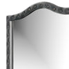 Rea Dresser Vanity Mirror | Crystal Tufted Gray Velvet Upholstery Arched Frame BM340977