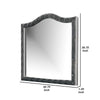Rea Dresser Vanity Mirror | Crystal Tufted Gray Velvet Upholstery Arched Frame BM340977