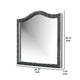 Rea Dresser Vanity Mirror | Crystal Tufted Gray Velvet Upholstery Arched Frame BM340977