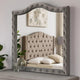 Rea Dresser Vanity Mirror | Crystal Tufted Gray Velvet Upholstery Arched Frame BM340977