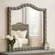 Rea Dresser Vanity Mirror | Crystal Tufted Gray Velvet Upholstery Arched Frame BM340977