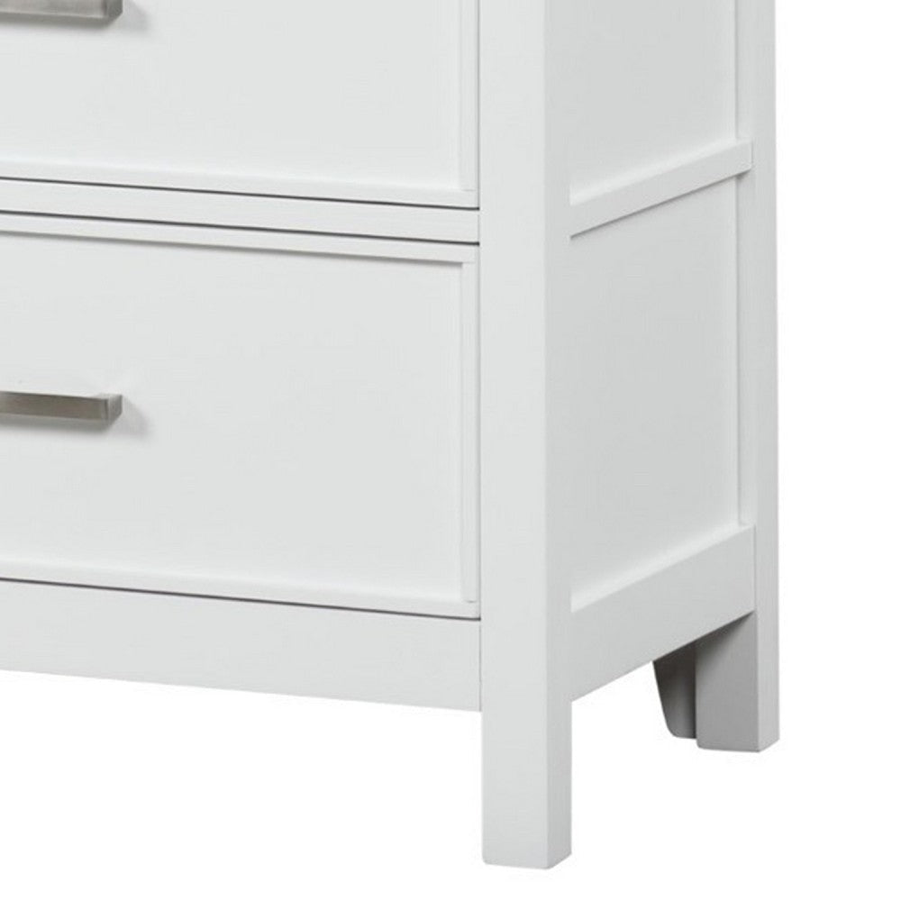 Tela Tall Dresser Chest | 5 Drawers w/ Nickel Handles | White & Brown BM340978