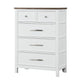Tela Tall Dresser Chest | 5 Drawers w/ Nickel Handles | White & Brown