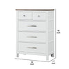 Tela Tall Dresser Chest | 5 Drawers w/ Nickel Handles | White & Brown BM340978