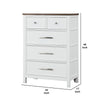 Tela Tall Dresser Chest | 5 Drawers w/ Nickel Handles | White & Brown