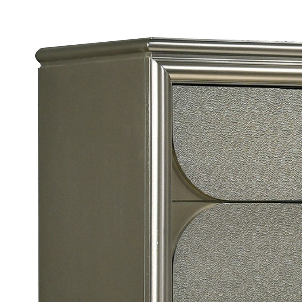 Zema Tall Dresser Chest | 5 Drawers | Silver Accent Embossed Panels BM340983