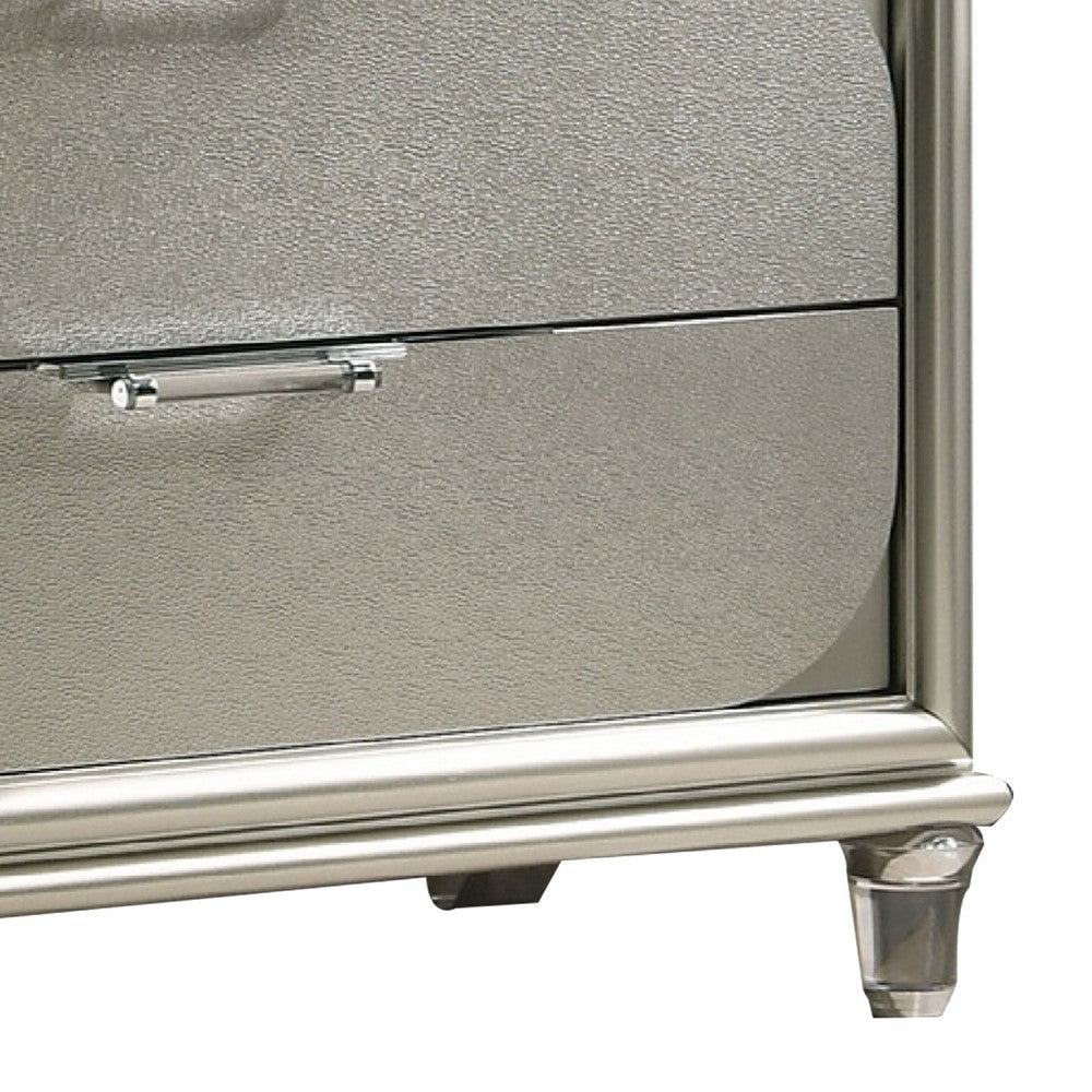 Zema Tall Dresser Chest | 5 Drawers | Silver Accent Embossed Panels BM340983