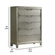 Zema Tall Dresser Chest | 5 Drawers | Silver Accent Embossed Panels BM340983