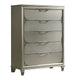 Zema Tall Dresser Chest | 5 Drawers | Silver Accent Embossed Panels