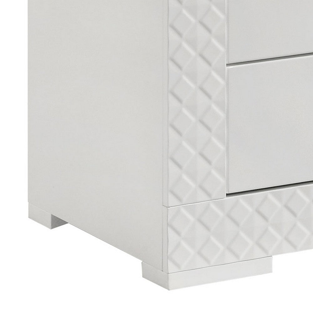Dema 5 Drawer Tall Dresser Chest | High Gloss White Textured Trim BM340984
