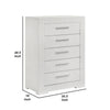 Dema 5 Drawer Tall Dresser Chest | High Gloss White Textured Trim BM340984