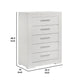 Dema 5 Drawer Tall Dresser Chest | High Gloss White Textured Trim BM340984
