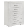 Dema 5 Drawer Tall Dresser Chest | High Gloss White Textured Trim