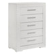 Dema 5 Drawer Tall Dresser Chest | High Gloss White Textured Trim