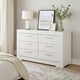 Dema 6 Drawer Wide Dresser | High Gloss White Textured Trim