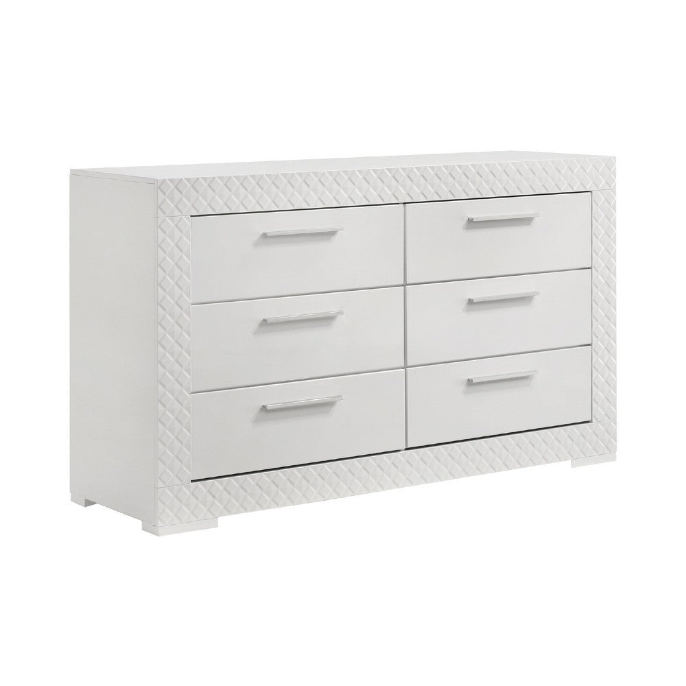 Dema 6 Drawer Wide Dresser | High Gloss White Textured Trim BM340985