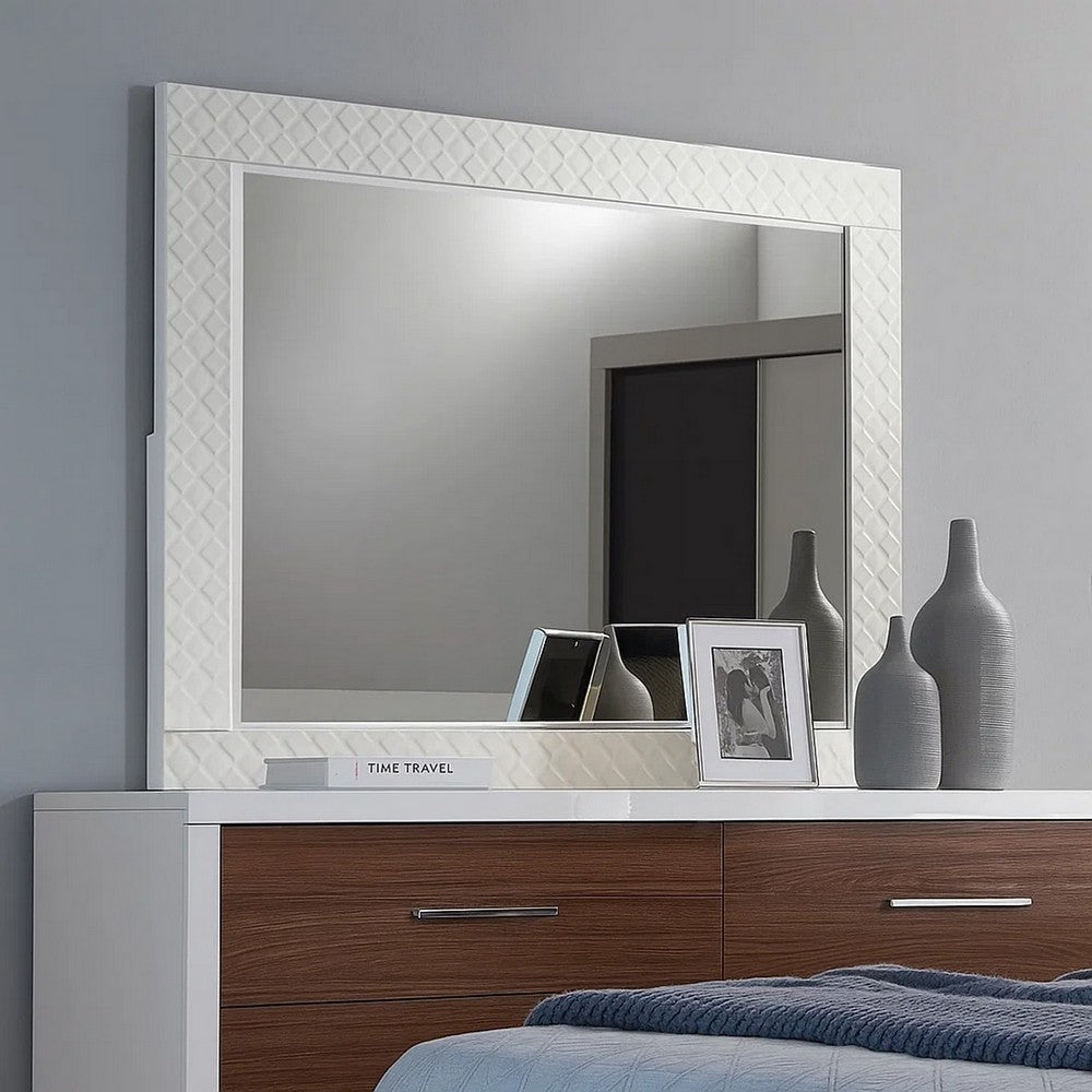 Dema Dresser Vanity Mirror | High Gloss White Textured Trim BM340986